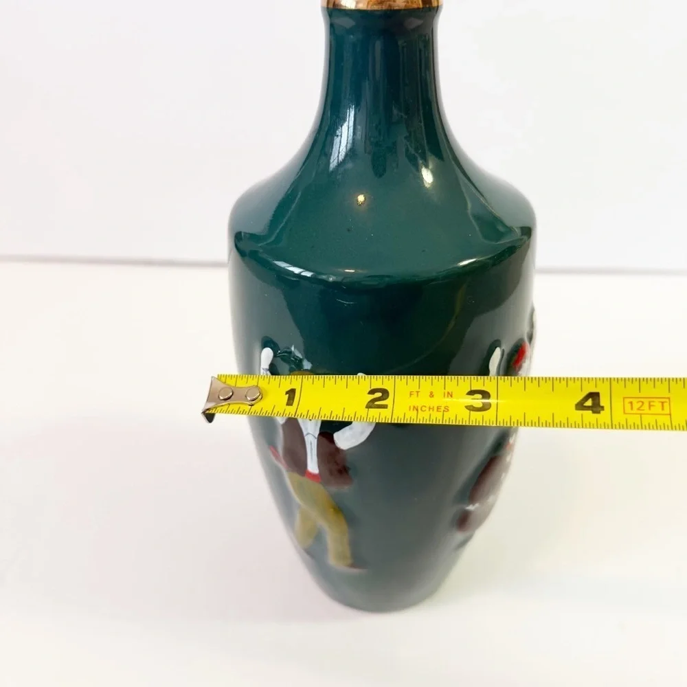 Real Vinicola Portugal Porcelain Green Embossed Wine Bottle Folk Dancers EMPTY